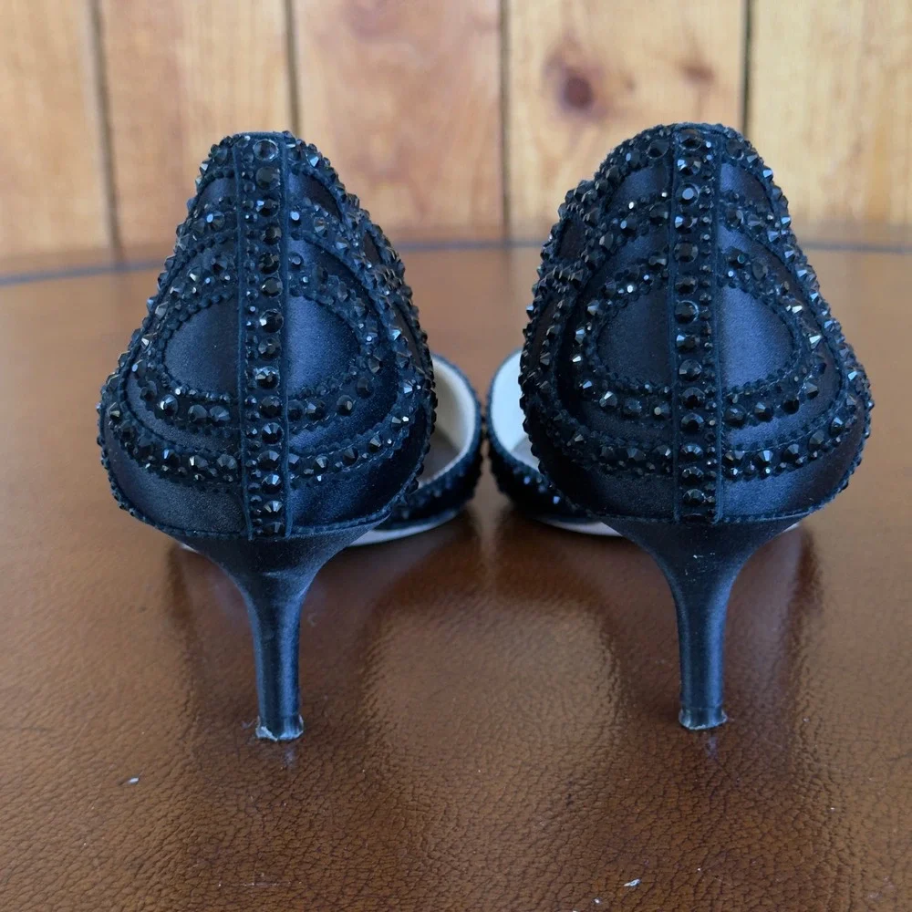 Bagley Mischka Ginny Black Embellished Pointed Toe Dress Pumps Evening Shoes 8‎